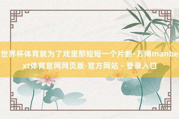 世界杯体育就为了戏里那短短一个片断-万搏manbext体育官网网页版·官方网站 - 登录入口