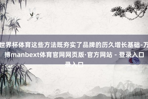 世界杯体育这些方法既夯实了品牌的历久增长基础-万搏manbext体育官网网页版·官方网站 - 登录入口