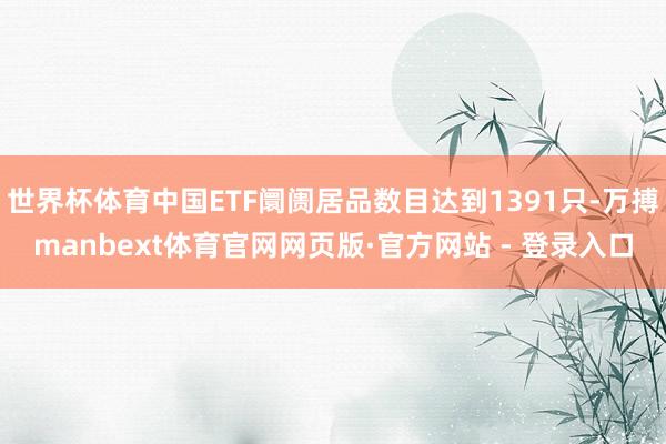 世界杯体育中国ETF阛阓居品数目达到1391只-万搏manbext体育官网网页版·官方网站 - 登录入口